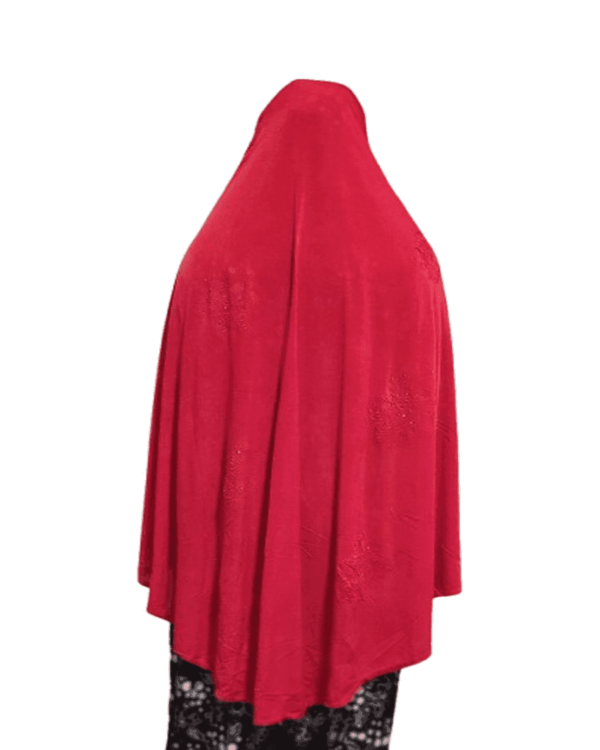 Stylish Hijab One Piece Amira Muslim Instant Scarf for Women Comfortable Polyester Fabric Red - Image 2