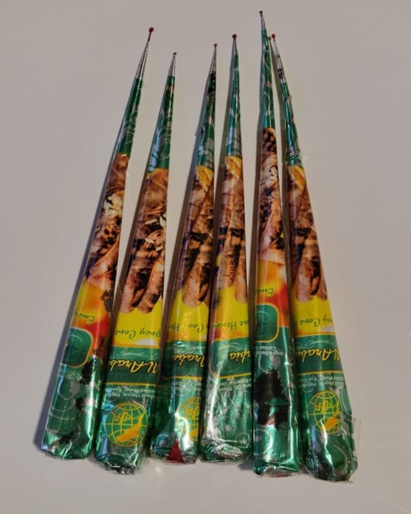 6Pack Zenia 100% Natural Henna Cones Organic Temporary Tattoo Kit Red - Long-Lasting Body Art Set