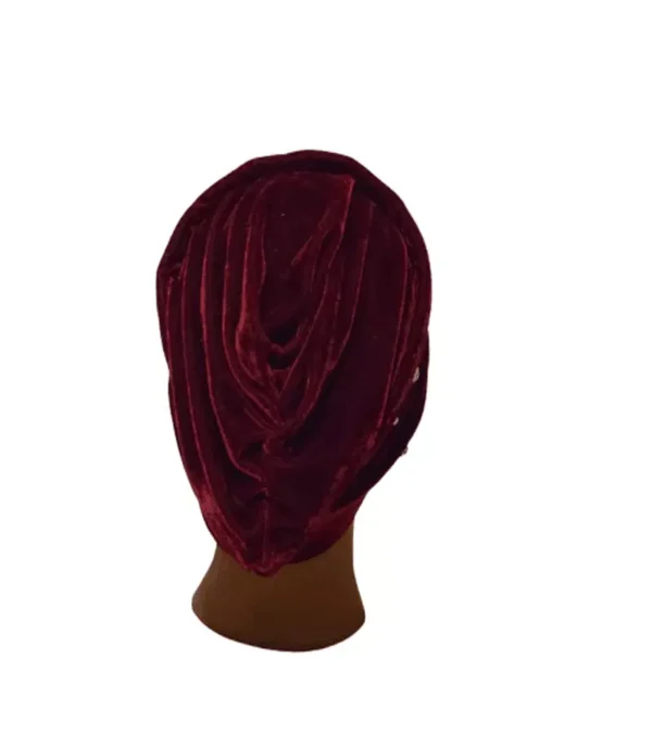 Stylish Red beaded turban hat Women Headwrap One Size Fits 1 piece Turban Hat Women Headwrap One Size Fits Polyester Headwear from China - Image 2