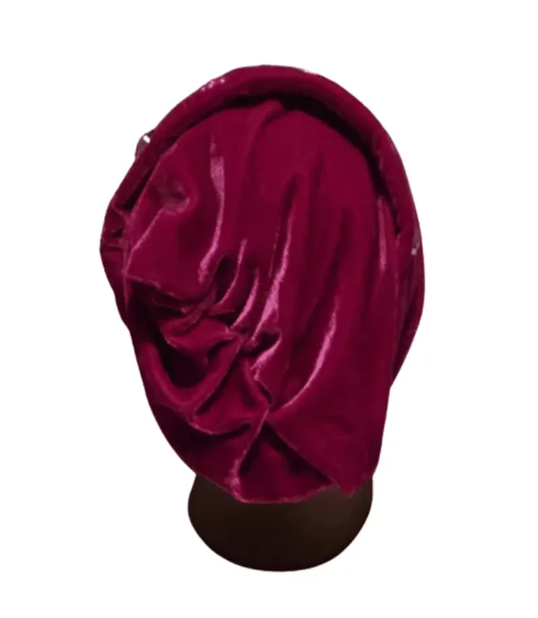 Stylish Pink Beaded Turban Hat Headwrap for Women - One Size Fits All - Image 3