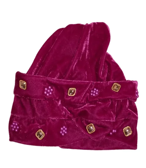 Stylish Pink Beaded Turban Hat Headwrap for Women - One Size Fits All - Image 2