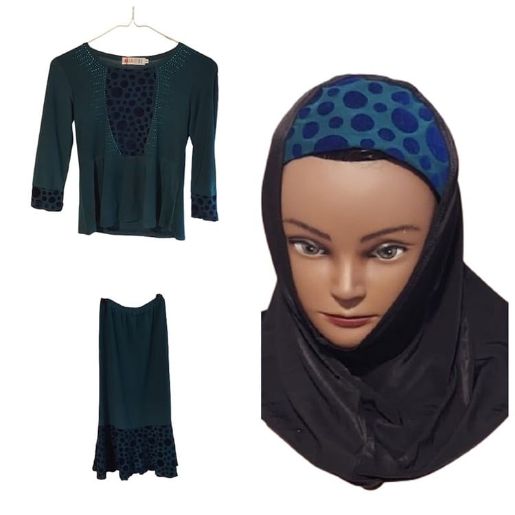 Stylish Girls Abaya Sets and Skirt Dresses in Polyester for Ages 2-4 3piece Size 6,Blue Color